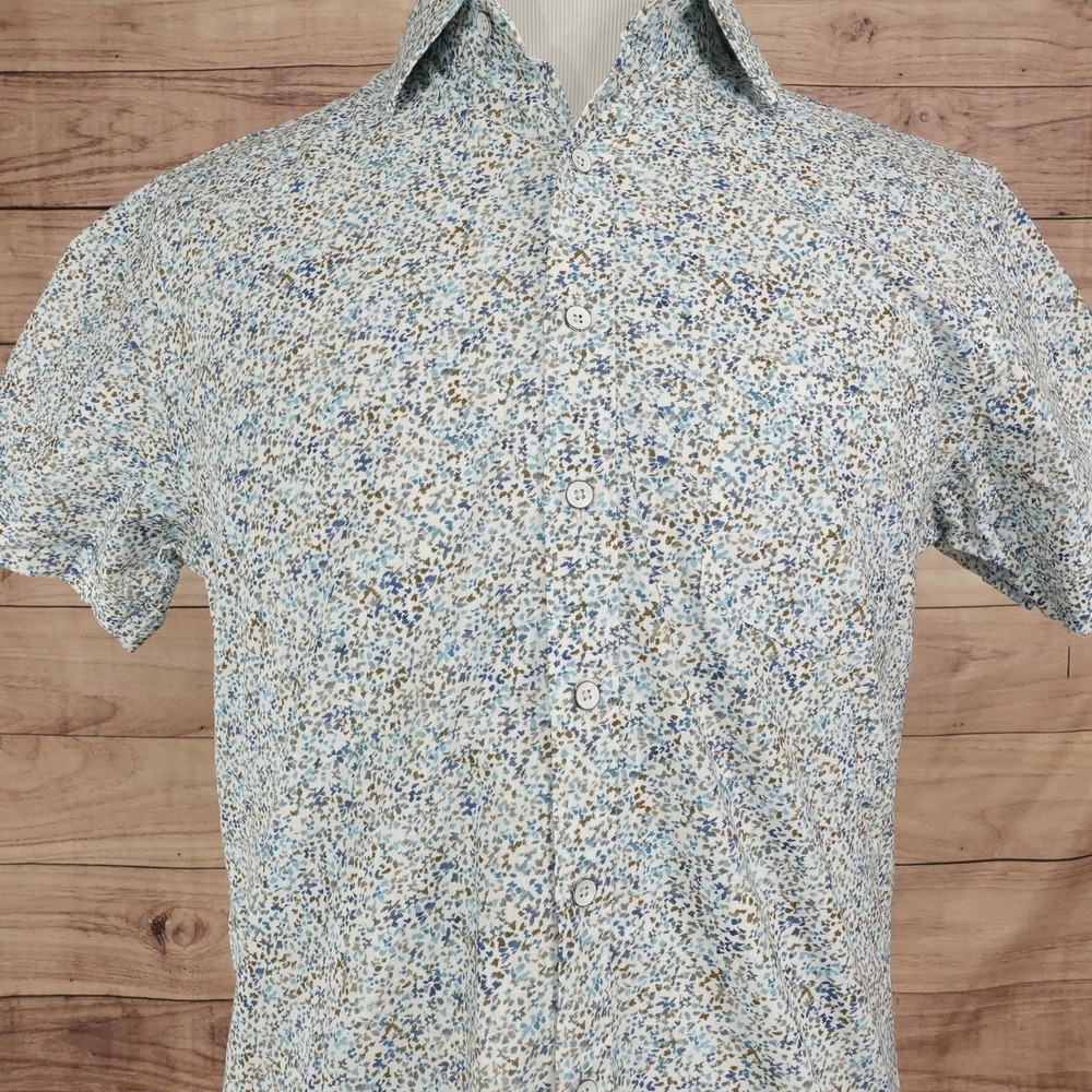 Rodd & Gunn Shirt Mens M Blue Floral Print Short Sleeve Button-Up Cotton Casual